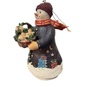 VTD Merry Frosty Snowman Ornament Hand Painted Deb Strain Raz 5” dated 1999